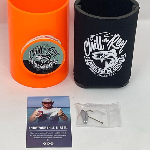 Other - Chill-N-Reel Fishing Can Cooler Kit Hard Shell Drink Koozie Orange New Unsealed